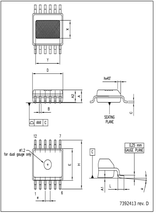 Mechanical Drawing - STMicroelectronics IPS161H Single High-Side Switches